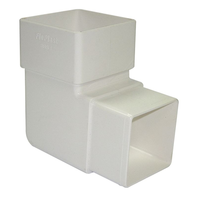 65mm Square White 90° Downpipe Bend  image