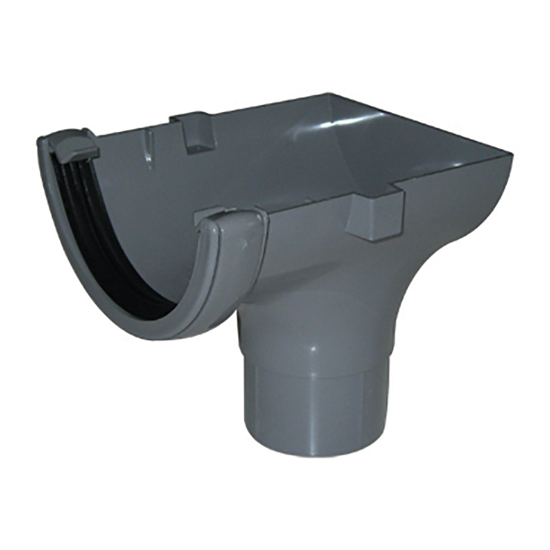 112mm FloPlast Half Round Grey Stopend Outlet image