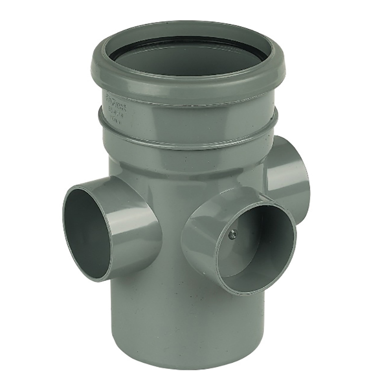FloPlast Boss Pipe Single Socket Grey Soil  image