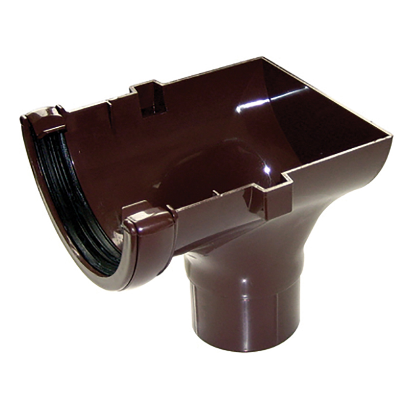 112mm FloPlast Half Round Brown Stopend Outlet image