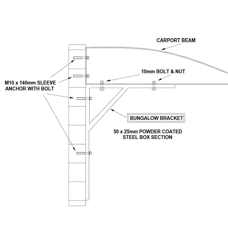 Cantilever Carport System White Bungalow Bracket  Image