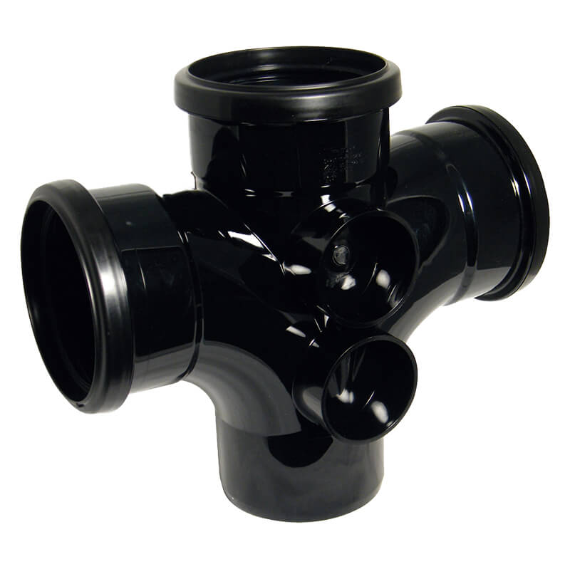 FloPlast 92.5° Branch Double Socket Black Soil image
