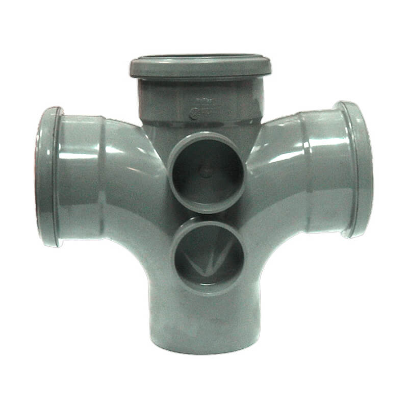 FloPlast 92.5° Branch Double Socket Grey Soil image