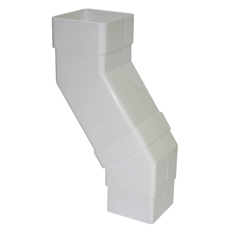 65mm Square White Adjustable Offset Downpipe Bend  image