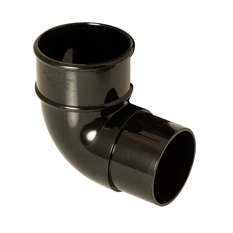68mm FloPlast Black Round 90° Downpipe Bend image