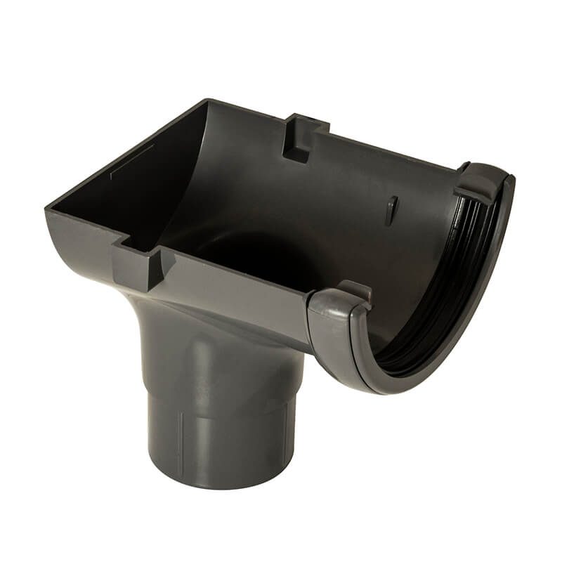 112mm Half Round Anthracite Grey Stopend Outlet  image