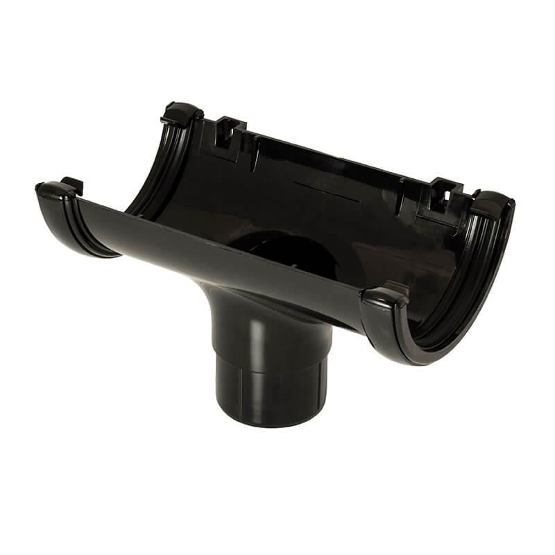 112mm FloPlast Half Round Black Running Outlet image