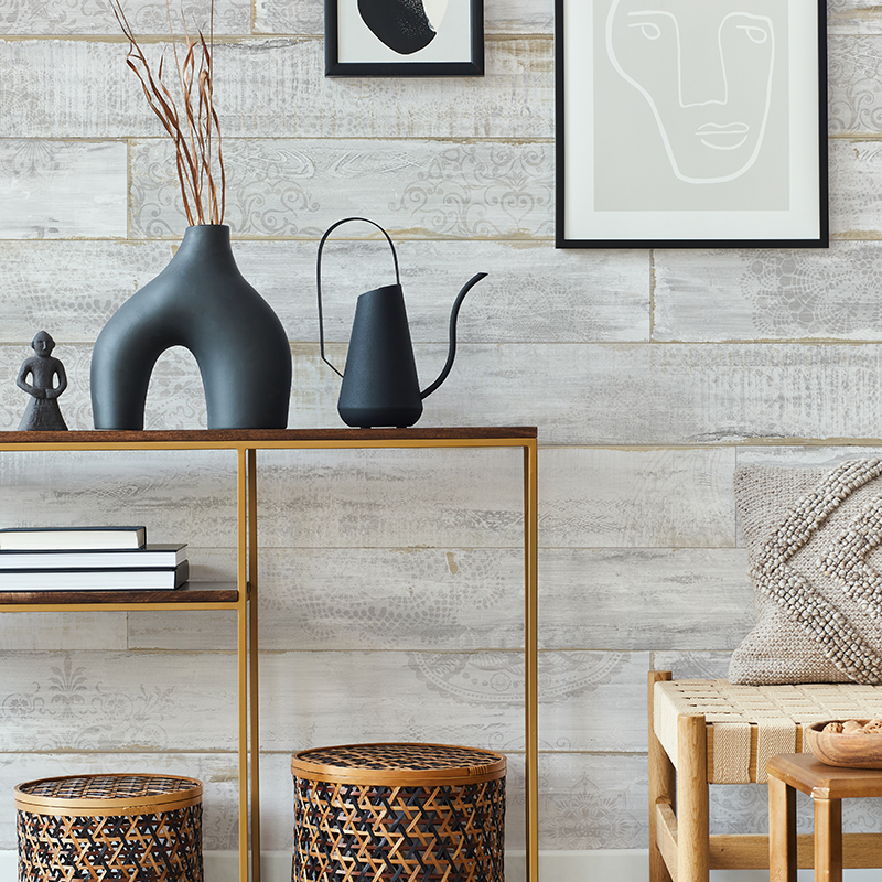 Feature Wall+ Etched White Cabin 6mm Zest Wall Panels 1200mm x 154mm Pk9 image