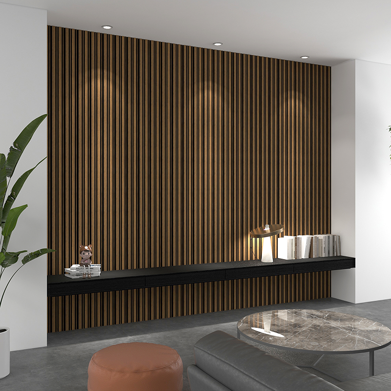122mm Sulcado Small Walnut 3D Slat Wall Panel 2.6m image