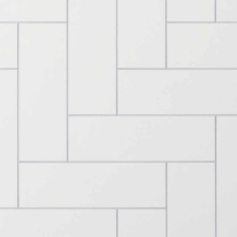 White Straight Herringbone Tile 10mm Neptune Panel 1m x 2.4m image
