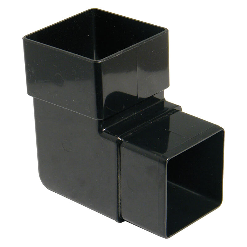 65mm Square Black 90° Downpipe Bend  image