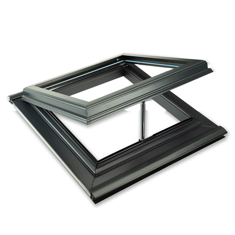 1000mm x 1000mm Glazed 25mm Clear Multiwall Anthracite Grey Roof Vent 