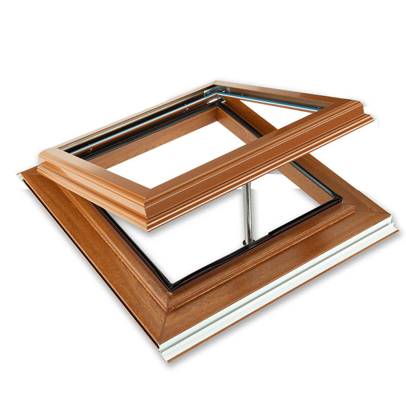600mm x 600mm Glazed 25mm Clear Multiwall Light Oak Roof Vent 