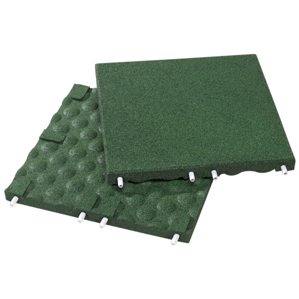 30mm Green Rubber Play-Safe Tile (500mm x 500mm)