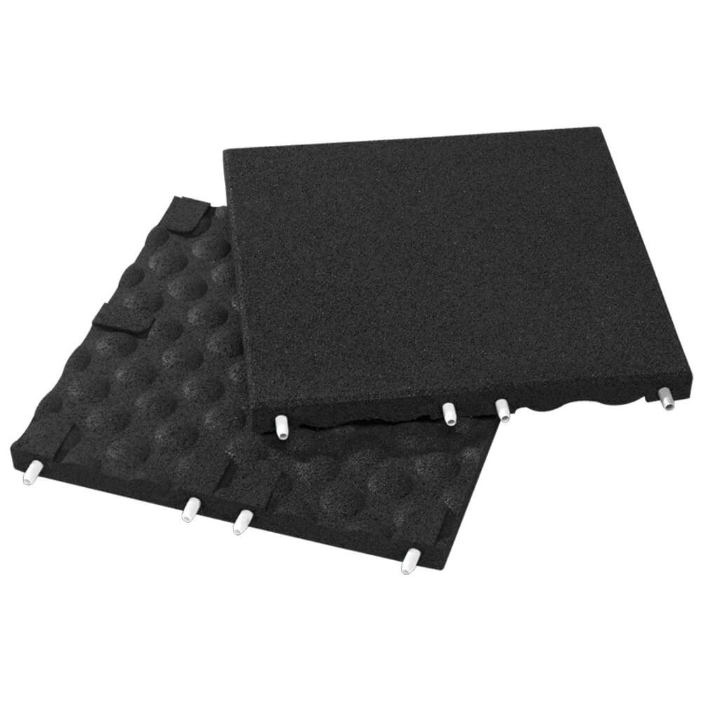 30mm Black Rubber Play-Safe Tile (500mm x 500mm)