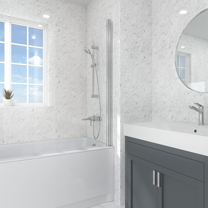 White Marble (gloss) 10mm Zest Shower Panel 1m x 2.4m image