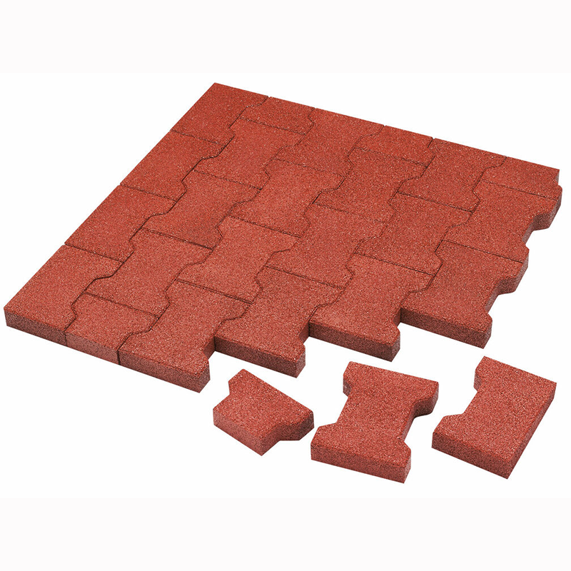43mm Red Rubber Cobble Play-Safe Tile (200mm x 165mm)