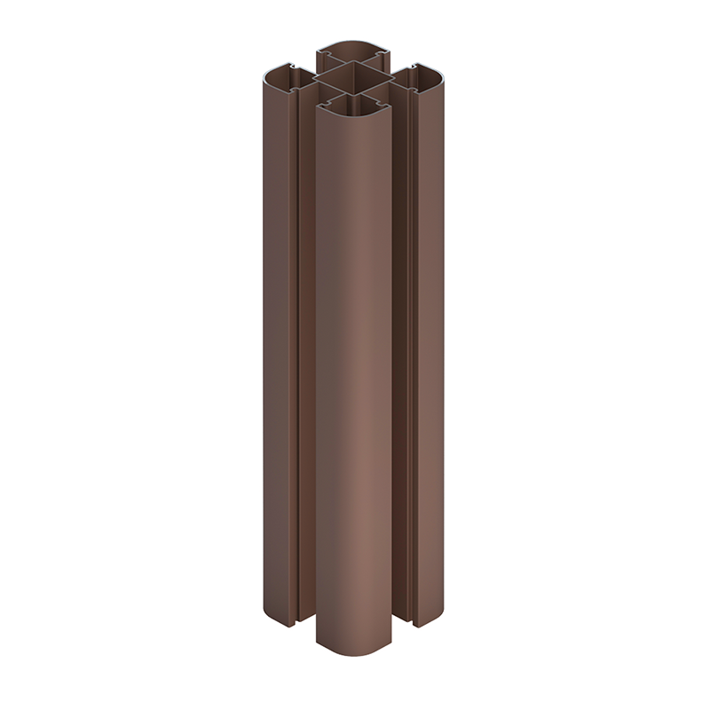 Brown Aluminum Fence Post with Post Cap and Utility Trim 1.86m image